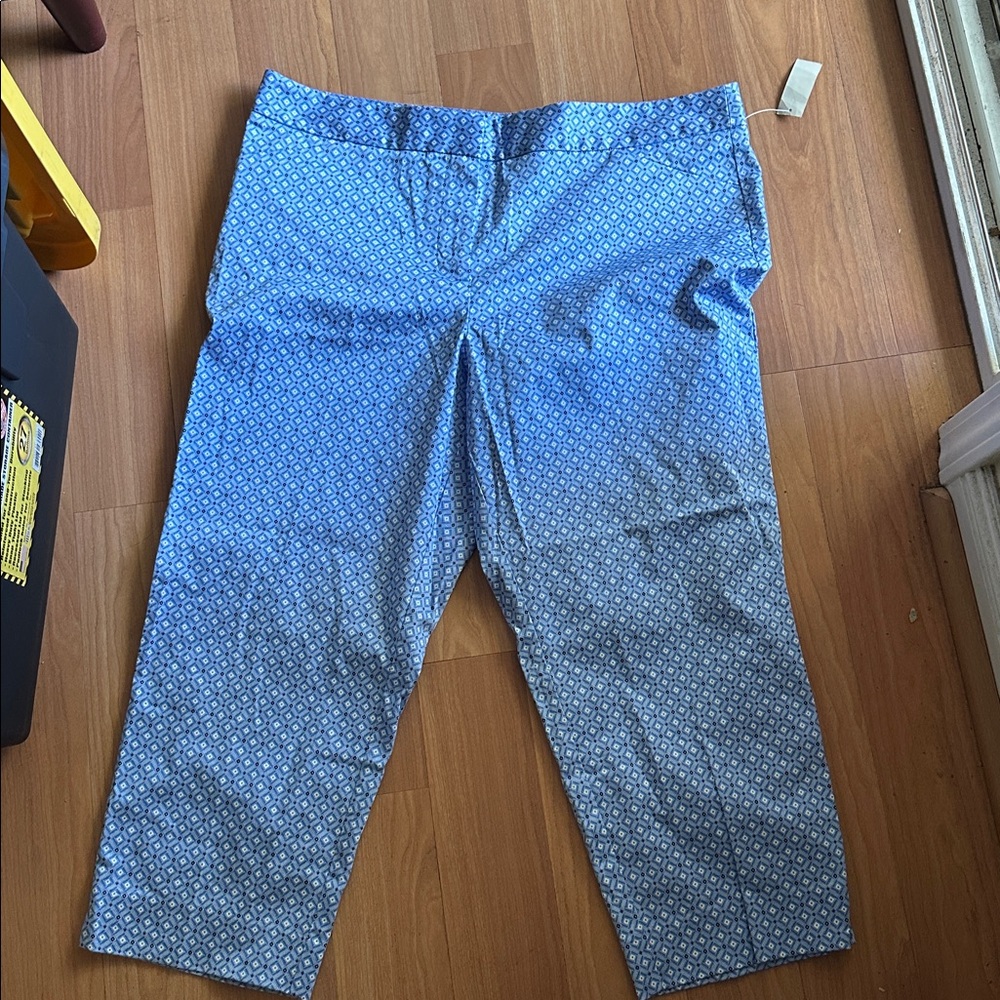 Talbots Blue and White Diamond Pattern Pants